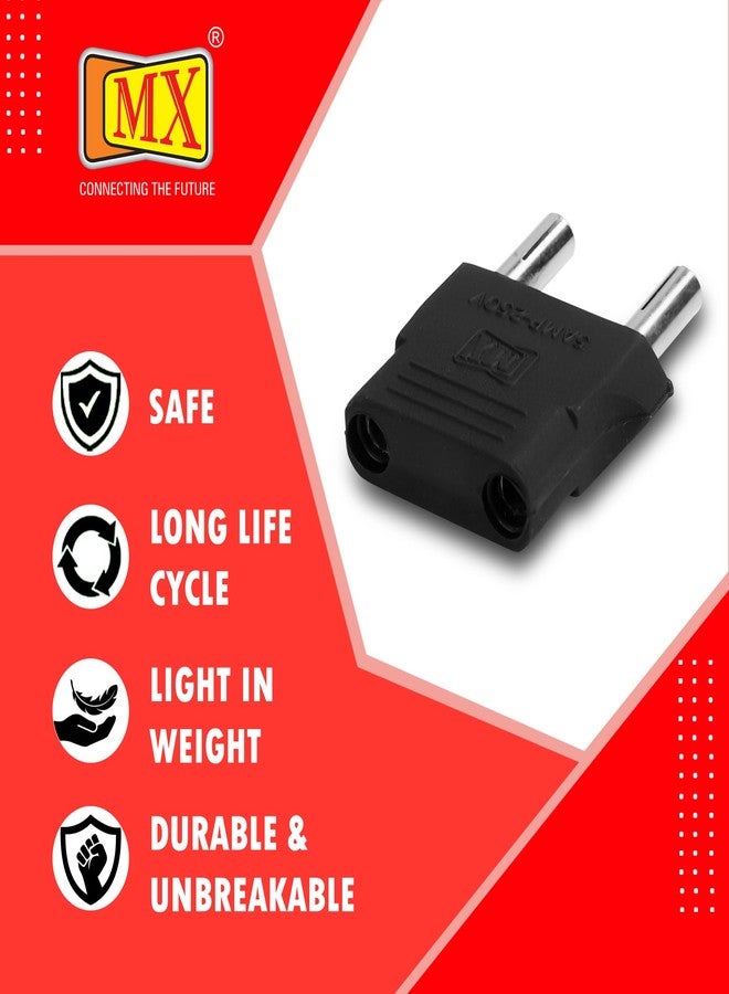 MX World Conversion Europe to India Plug Adapter Type D | Moulded Round 2 Pin to Round 4mm Indian Plug Converter | Universal Travel Power Adapter for Imported Electronics | Pack of 5 - Image 5